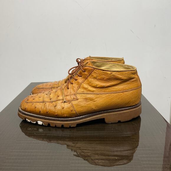 Belvedere Ostrich Leather Lace Up Ankle Boots Men\'s 9 main image 10